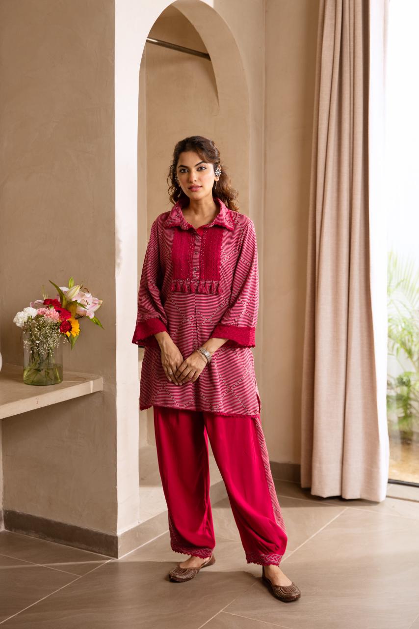 German Rayon Pink 2pc Set
