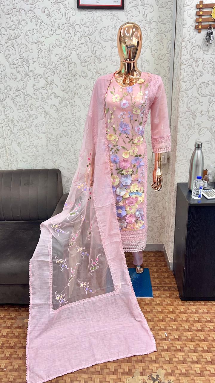 Linen Silk Pink 3pc Suit