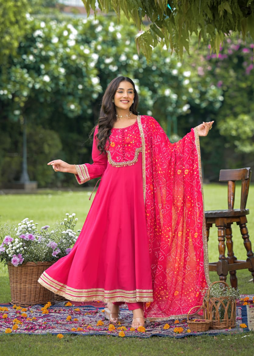 Cotton Georgette Pink 3pc Set