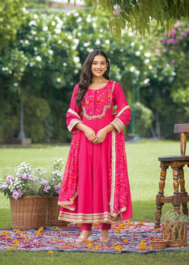 Cotton Georgette Pink 3pc Set