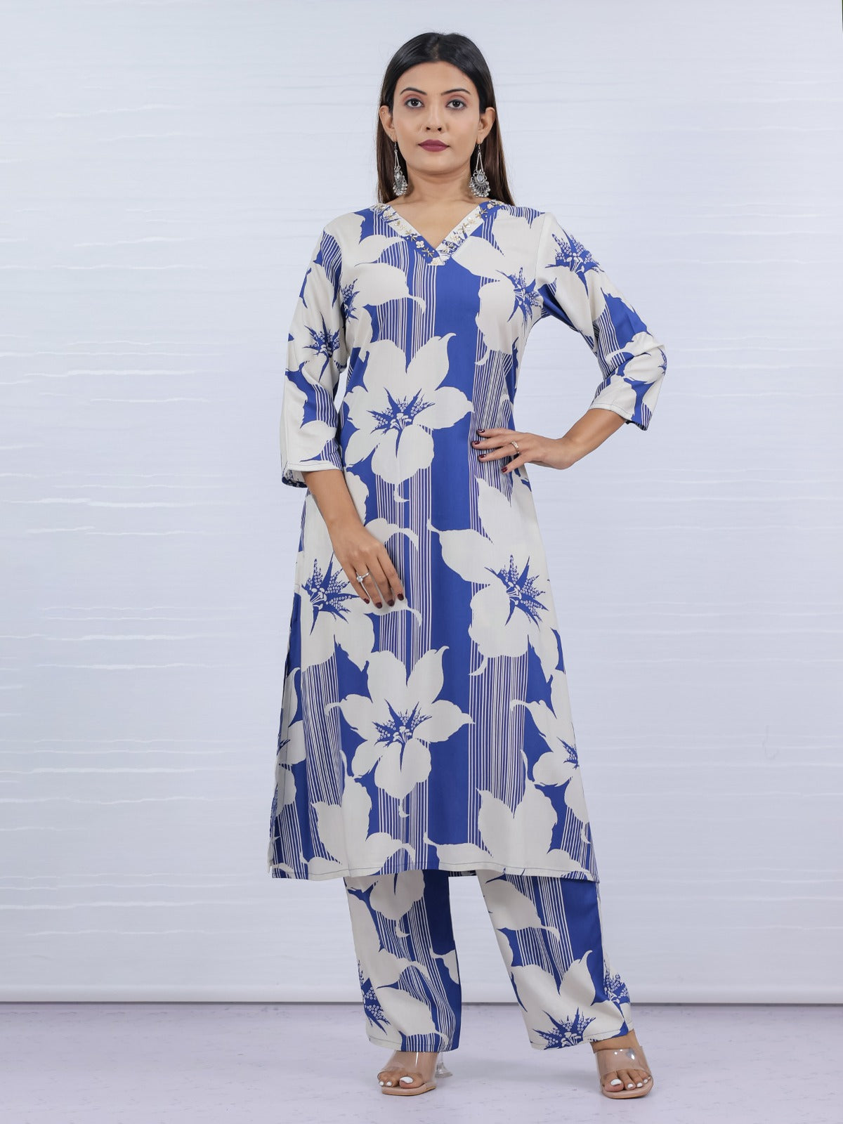 German Rayon Blue 2pc Set