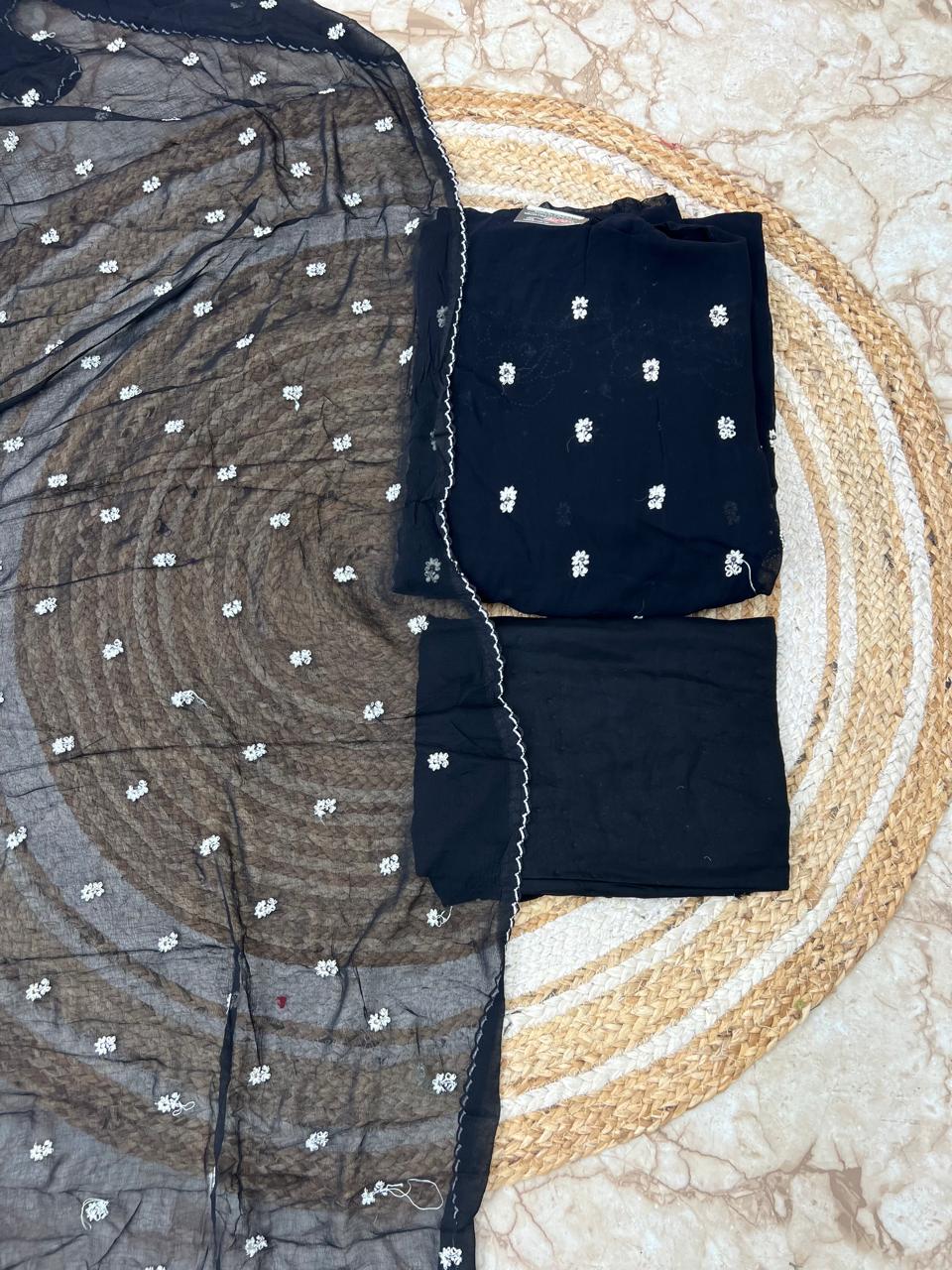 Pure Georgette Black 3pc Set