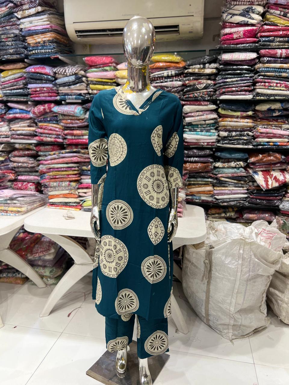German Rayon Blue 2pc Set