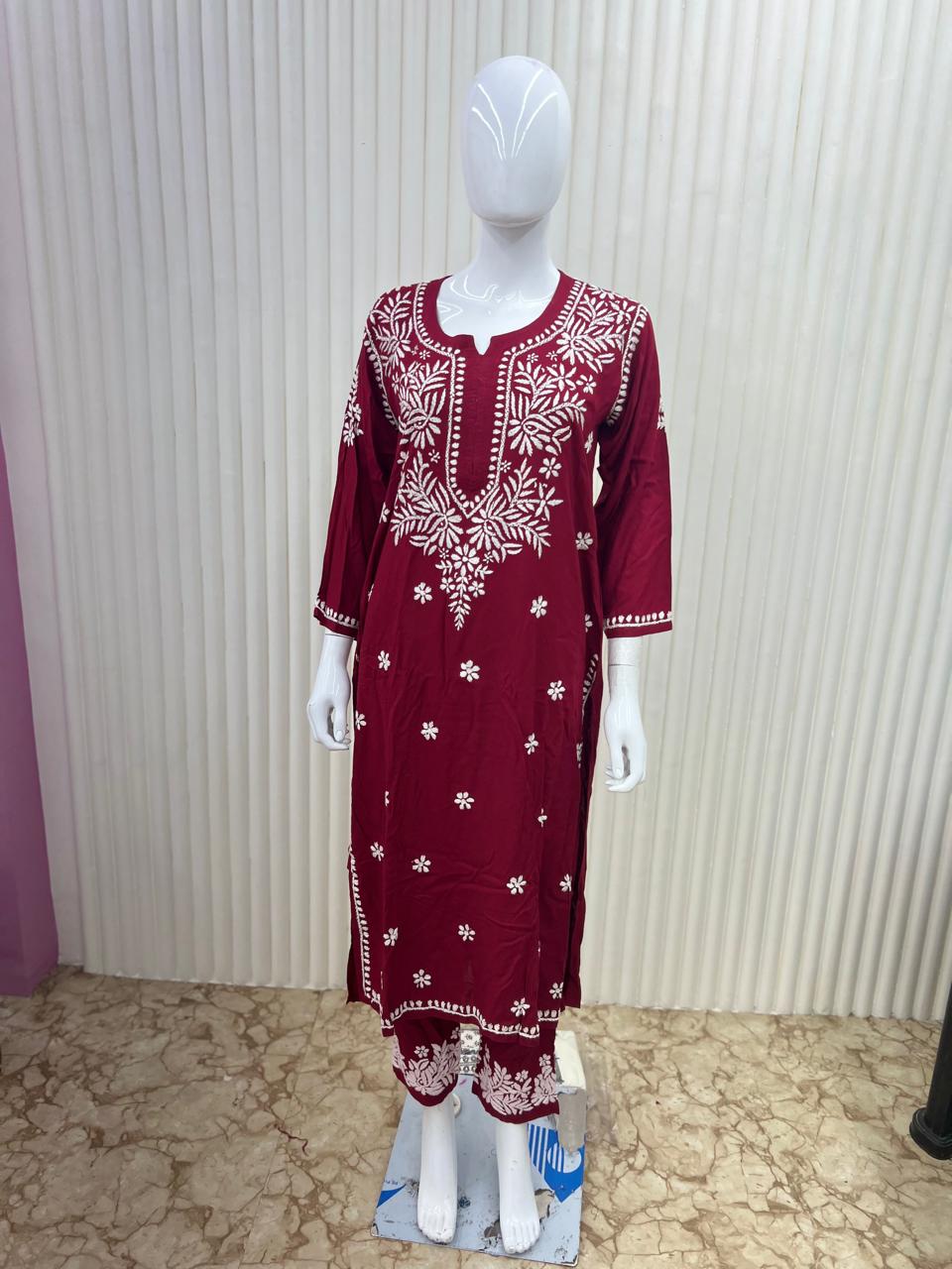 Rayon Dark Maroon 2pc Set