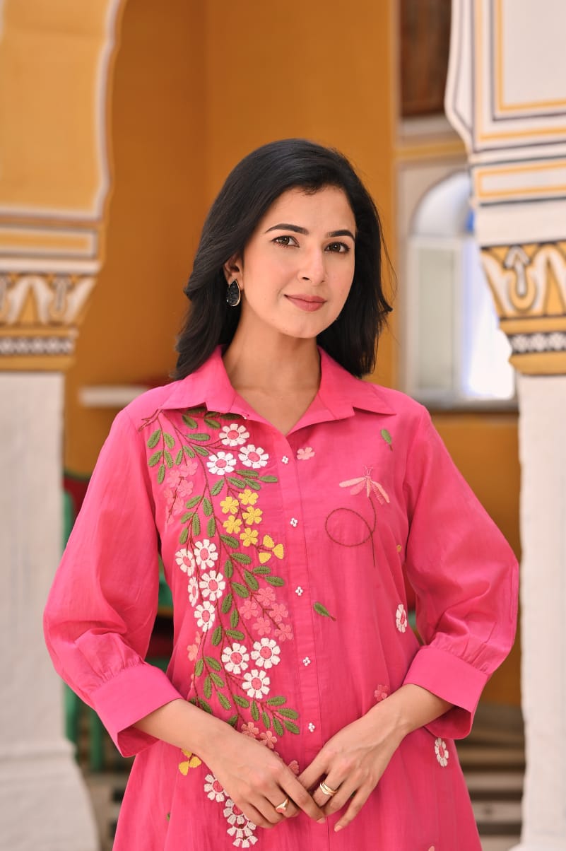 Surat Mull Chanderi  Pink 2pc Set