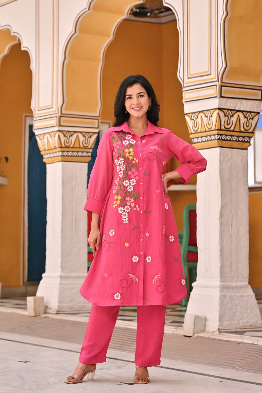 Surat Mull Chanderi  Pink 2pc Set