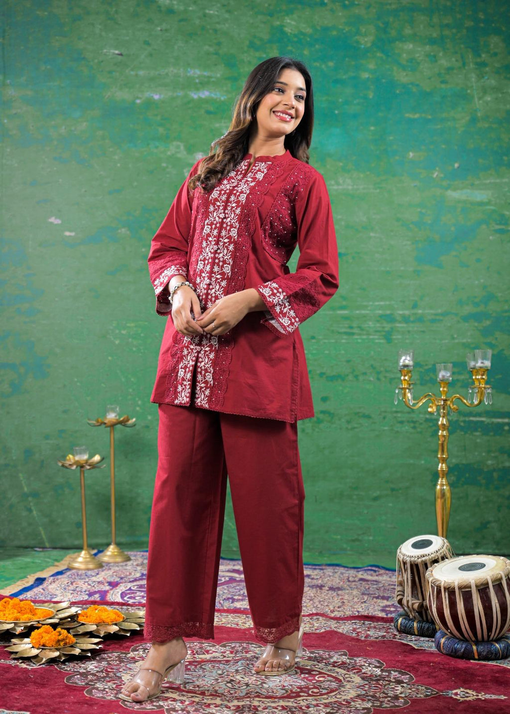Cotton Maroon 2pc Set