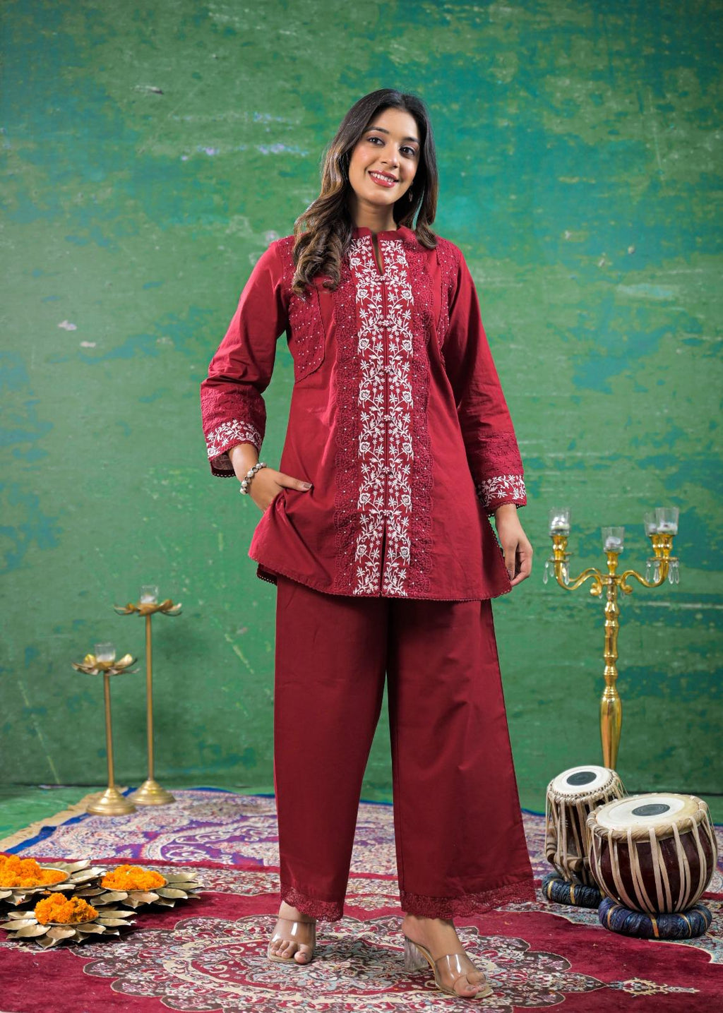 Cotton Maroon 2pc Set