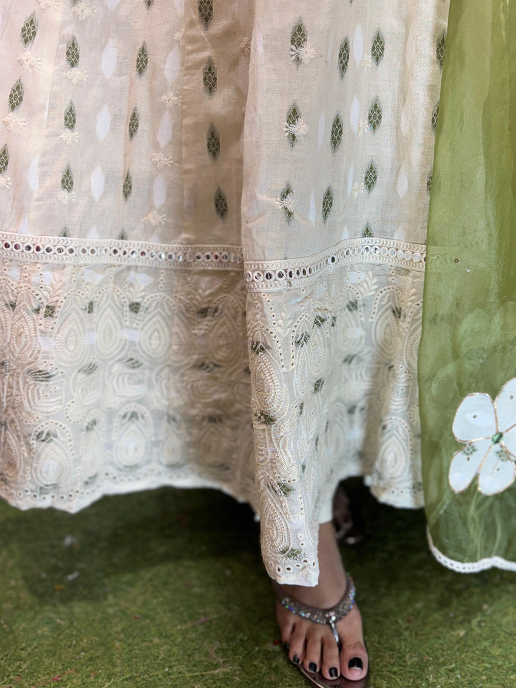 Taak Cotton White and Green 3pc Set
