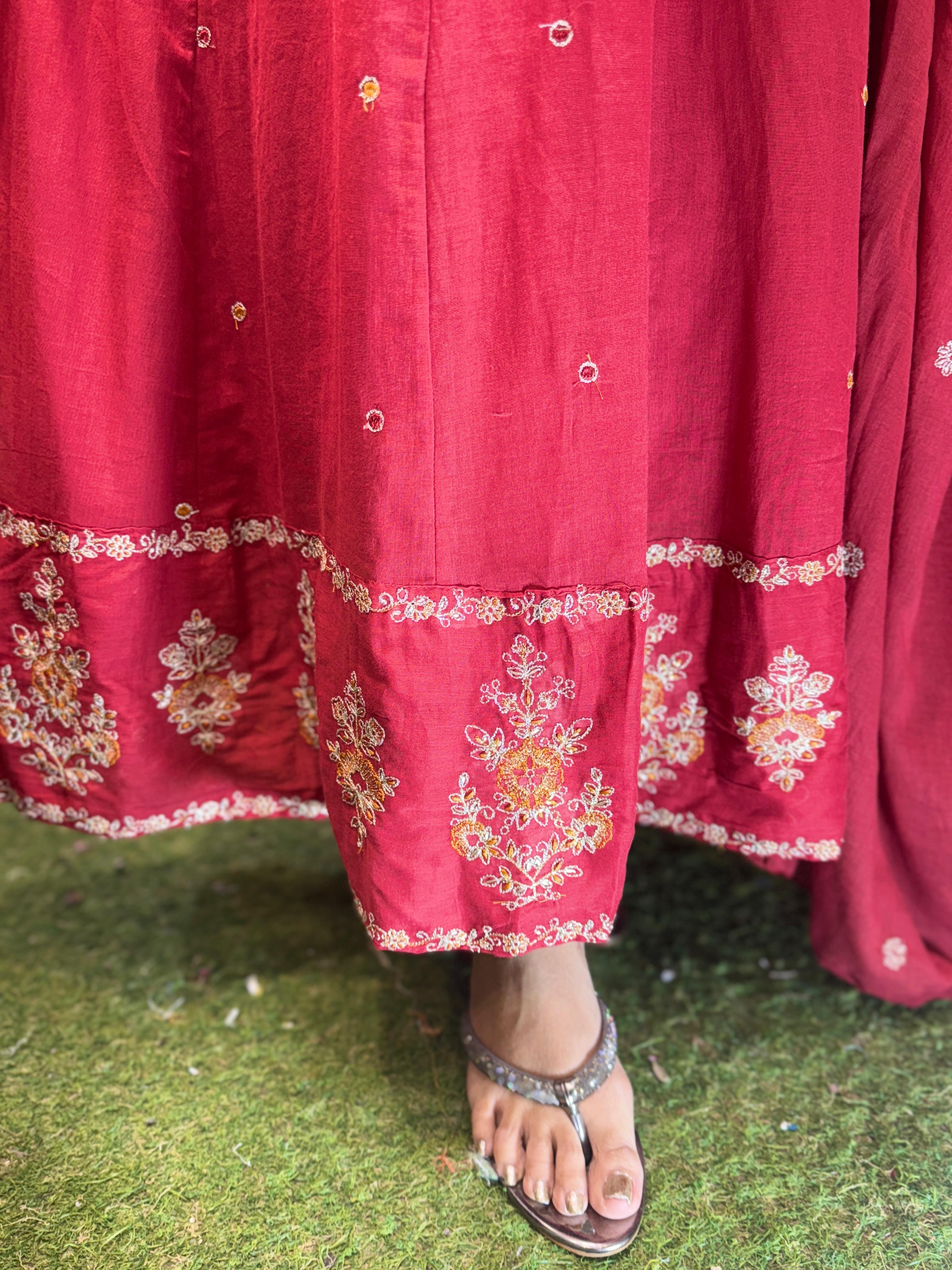 Mull Cotton Red 3pc Suit