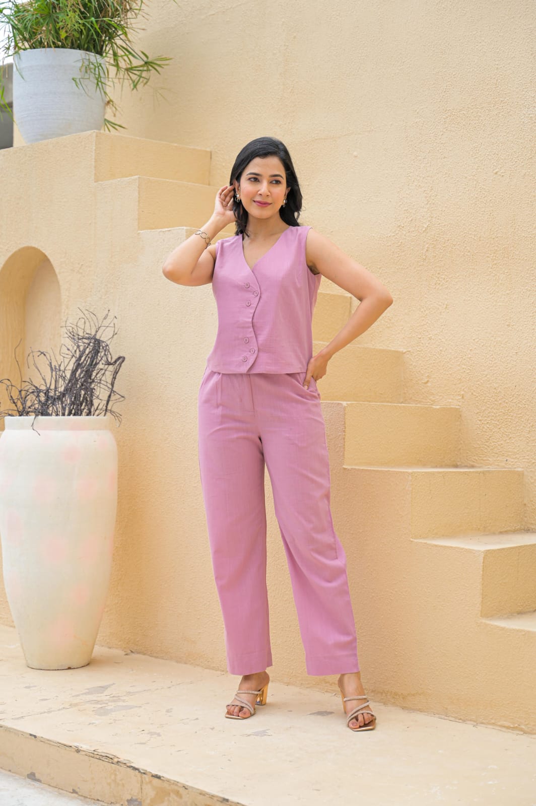 Mull Cotton Light Pink 2pc Suit