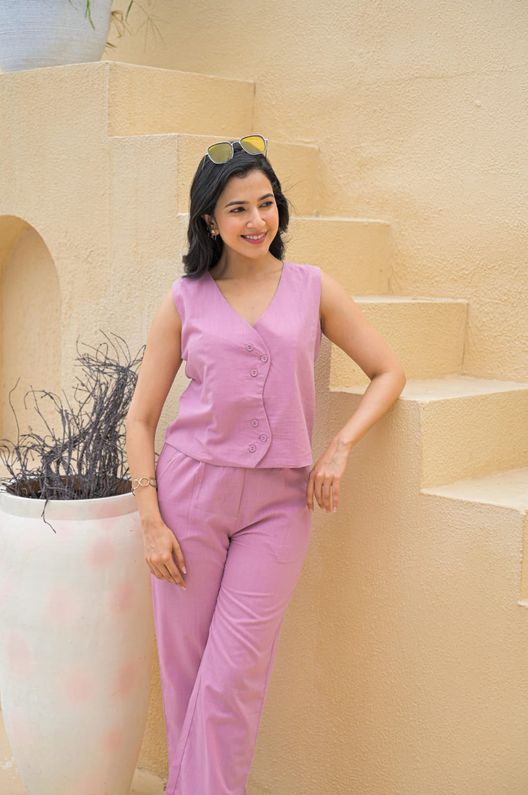 Mull Cotton Light Pink 2pc Suit