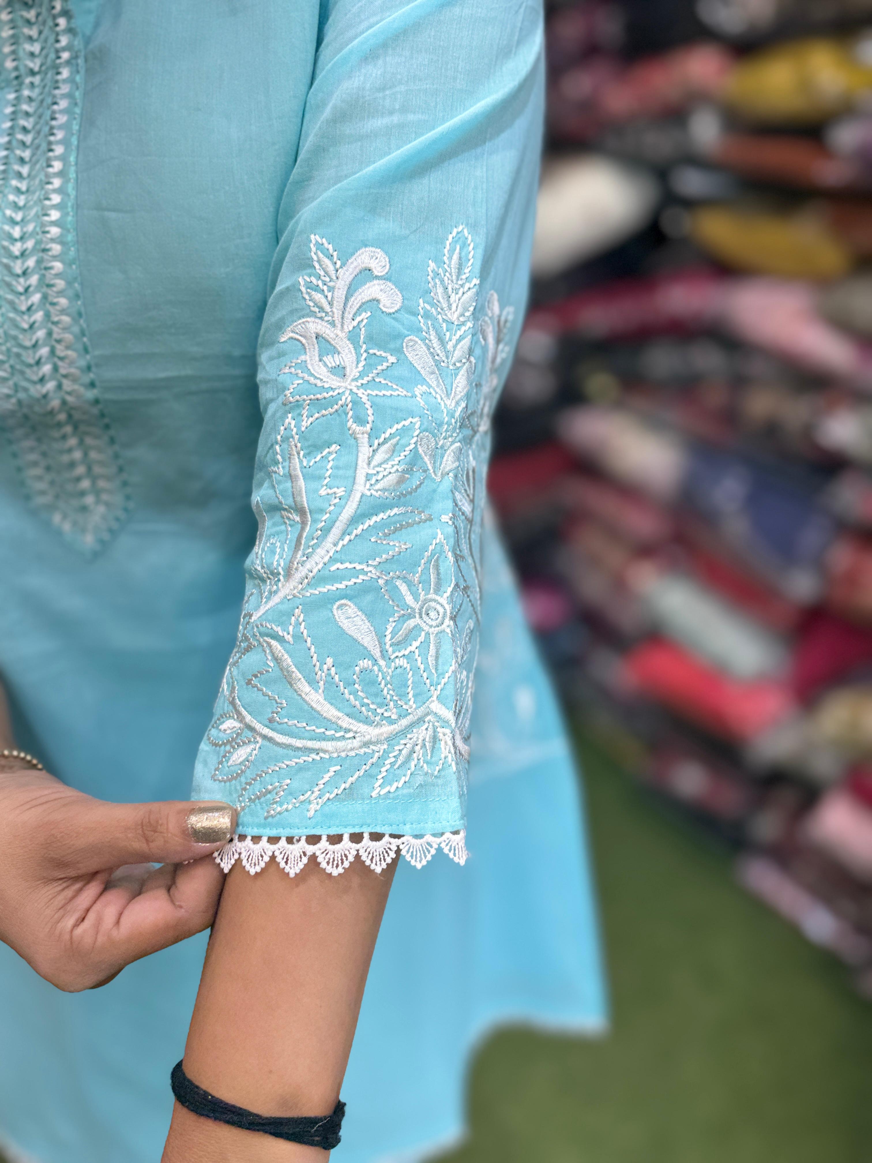 Cotton Sky Blue 2pc Suit