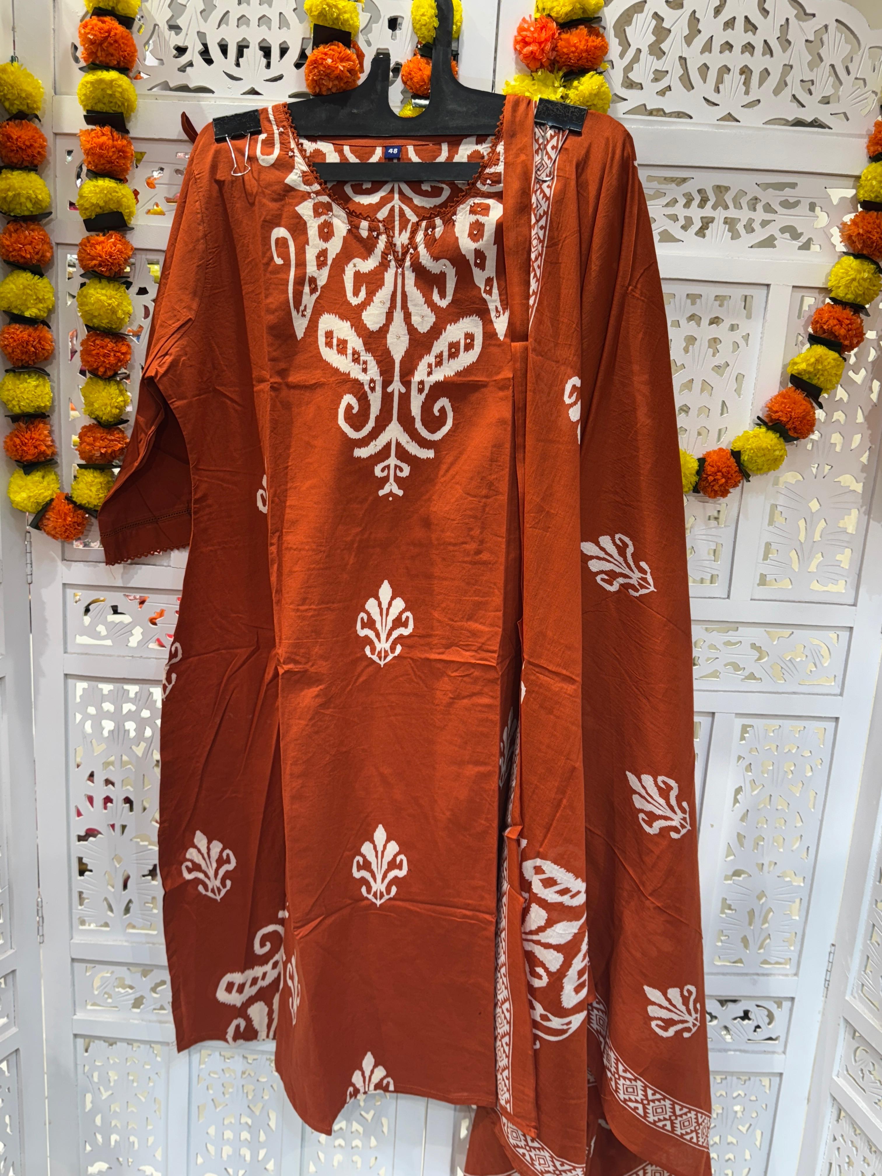 Cotton Orange 3pc Suit