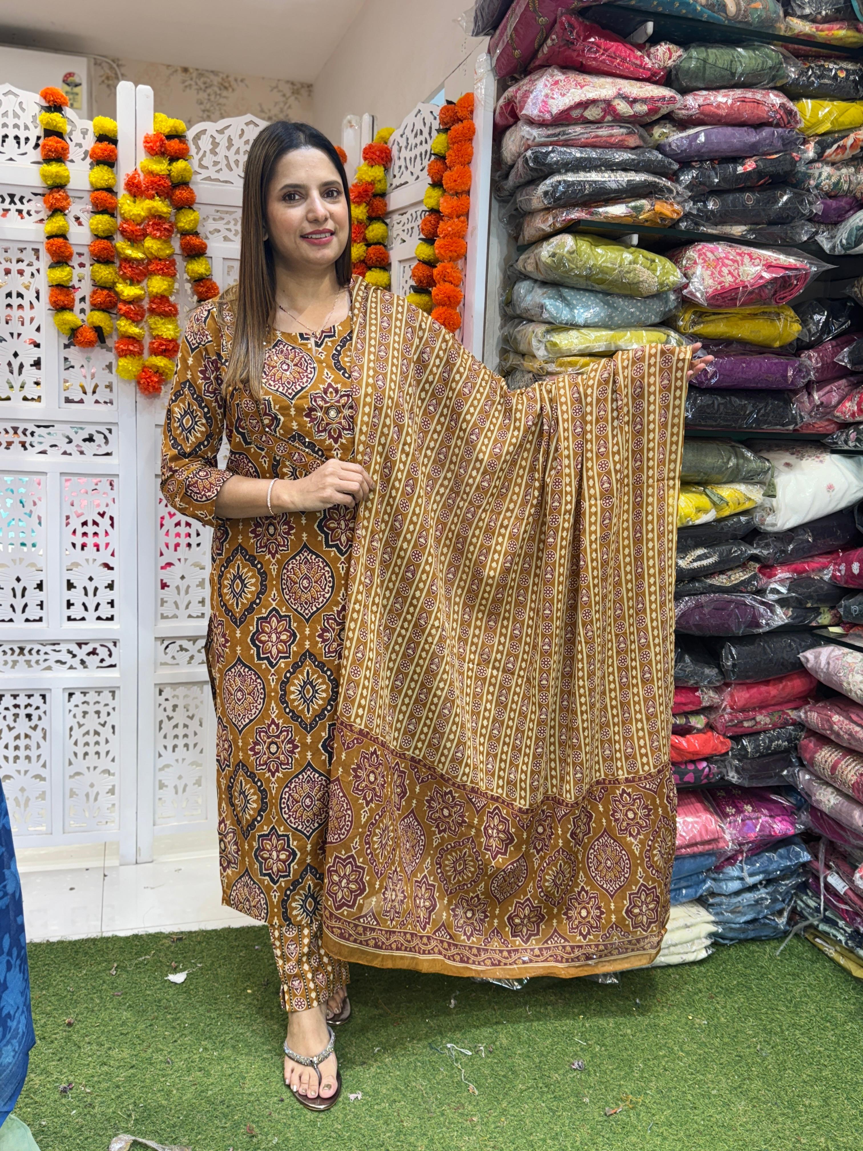Cotton Yellow 3pc Suit