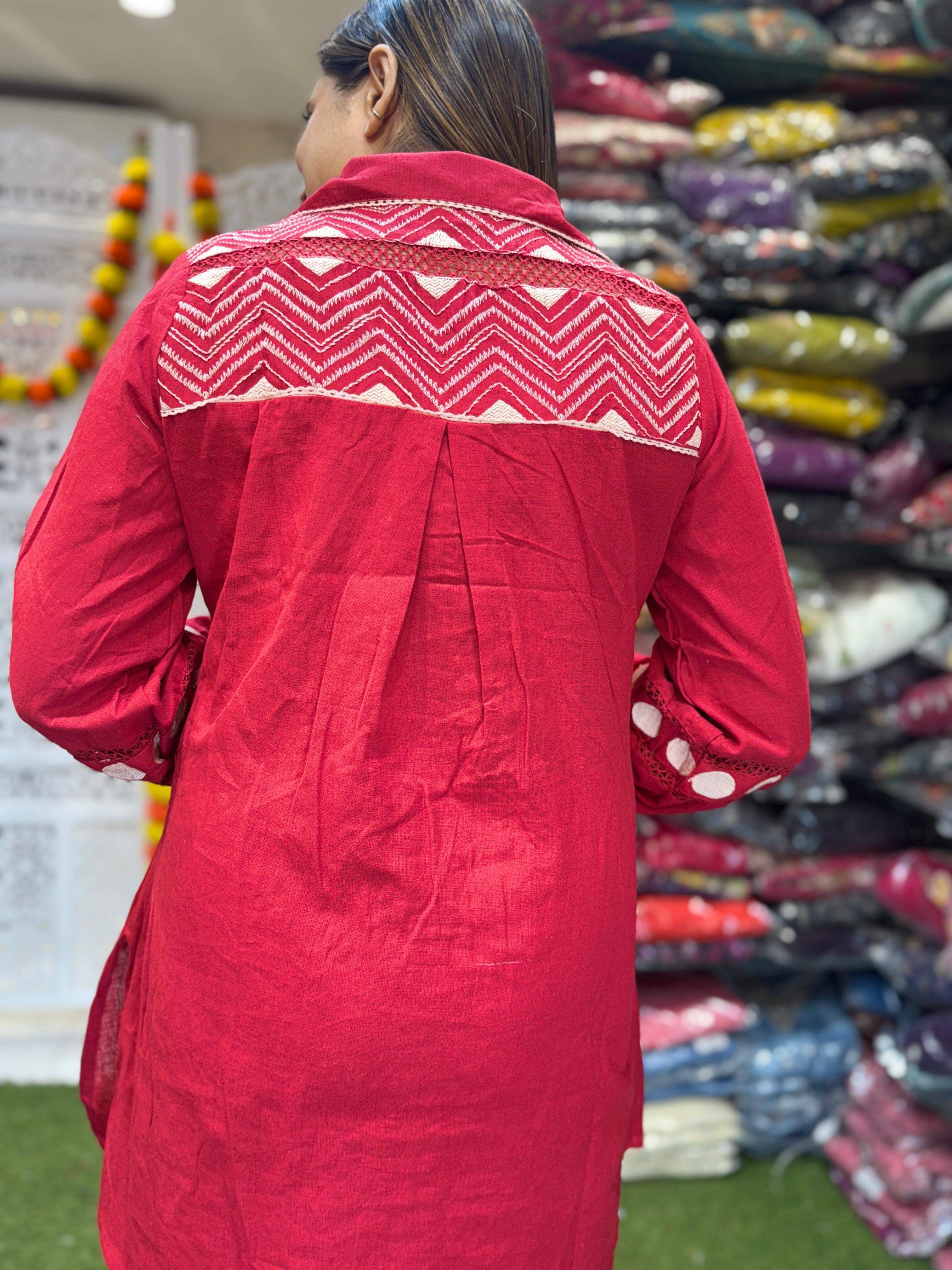 Linen Flex Cotton Red 2pc Set