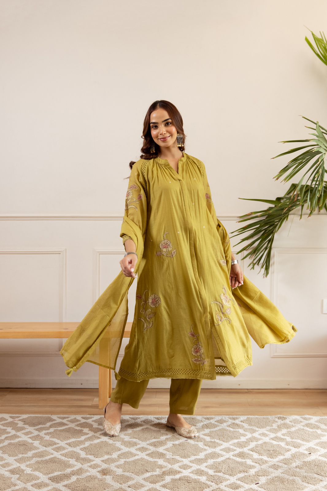 Mull Chanderi Green 3pc Set