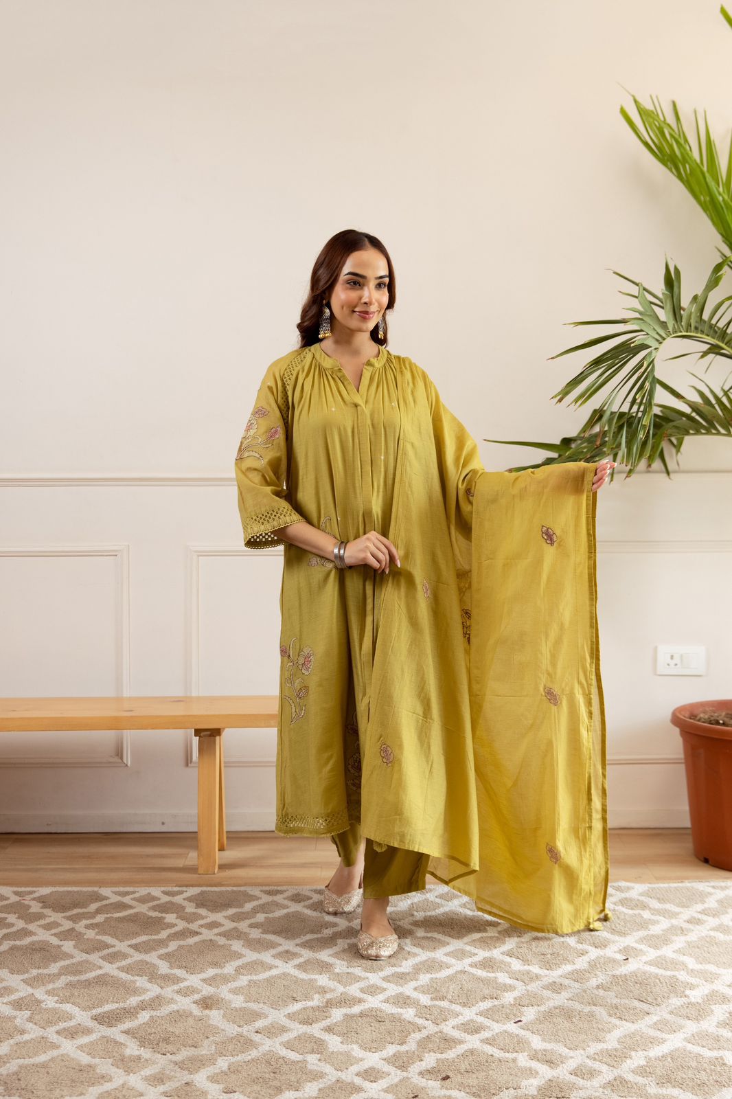 Mull Chanderi Green 3pc Set