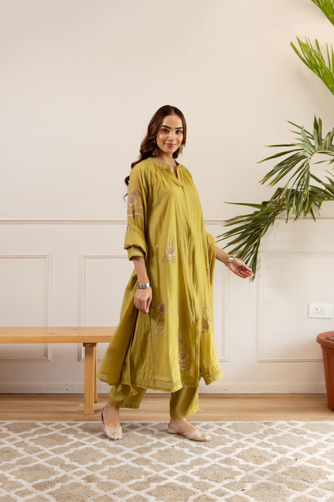 Mull Chanderi Green 3pc Set