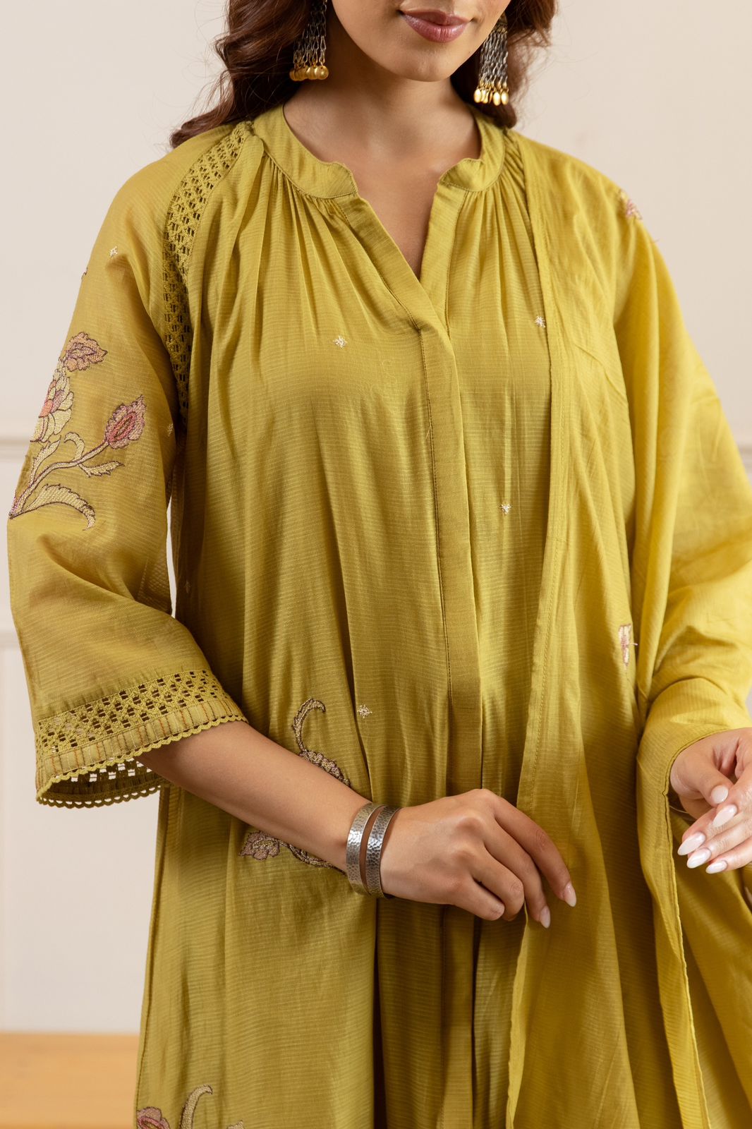 Mull Chanderi Green 3pc Set
