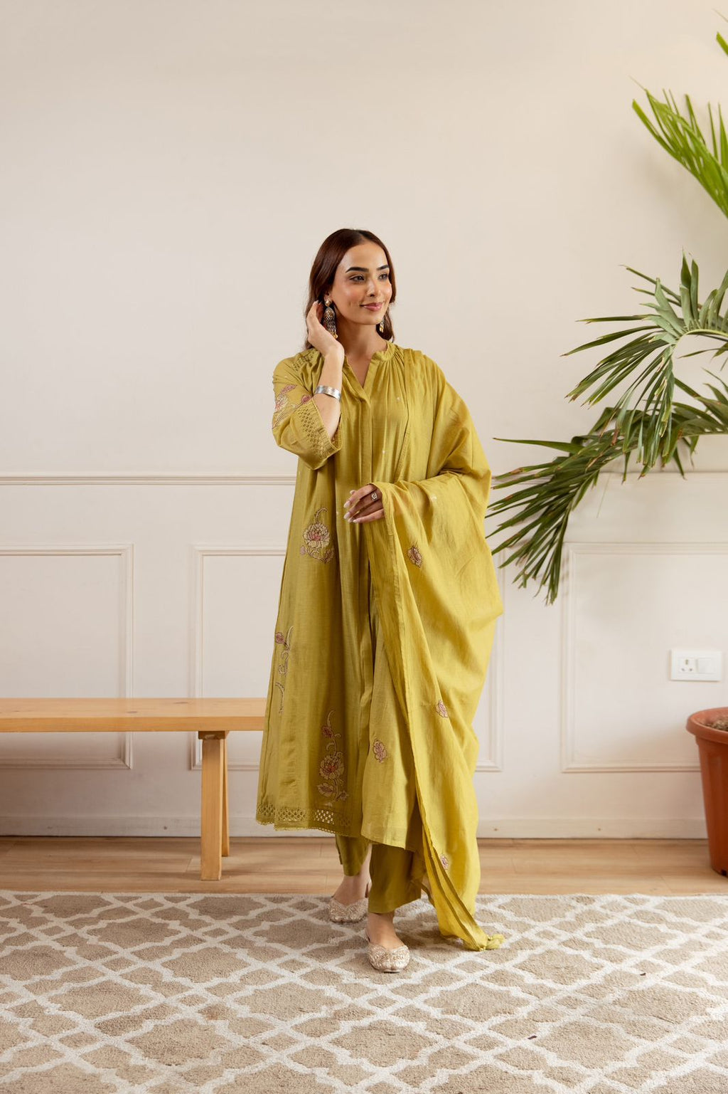 Mull Chanderi Green 3pc Set