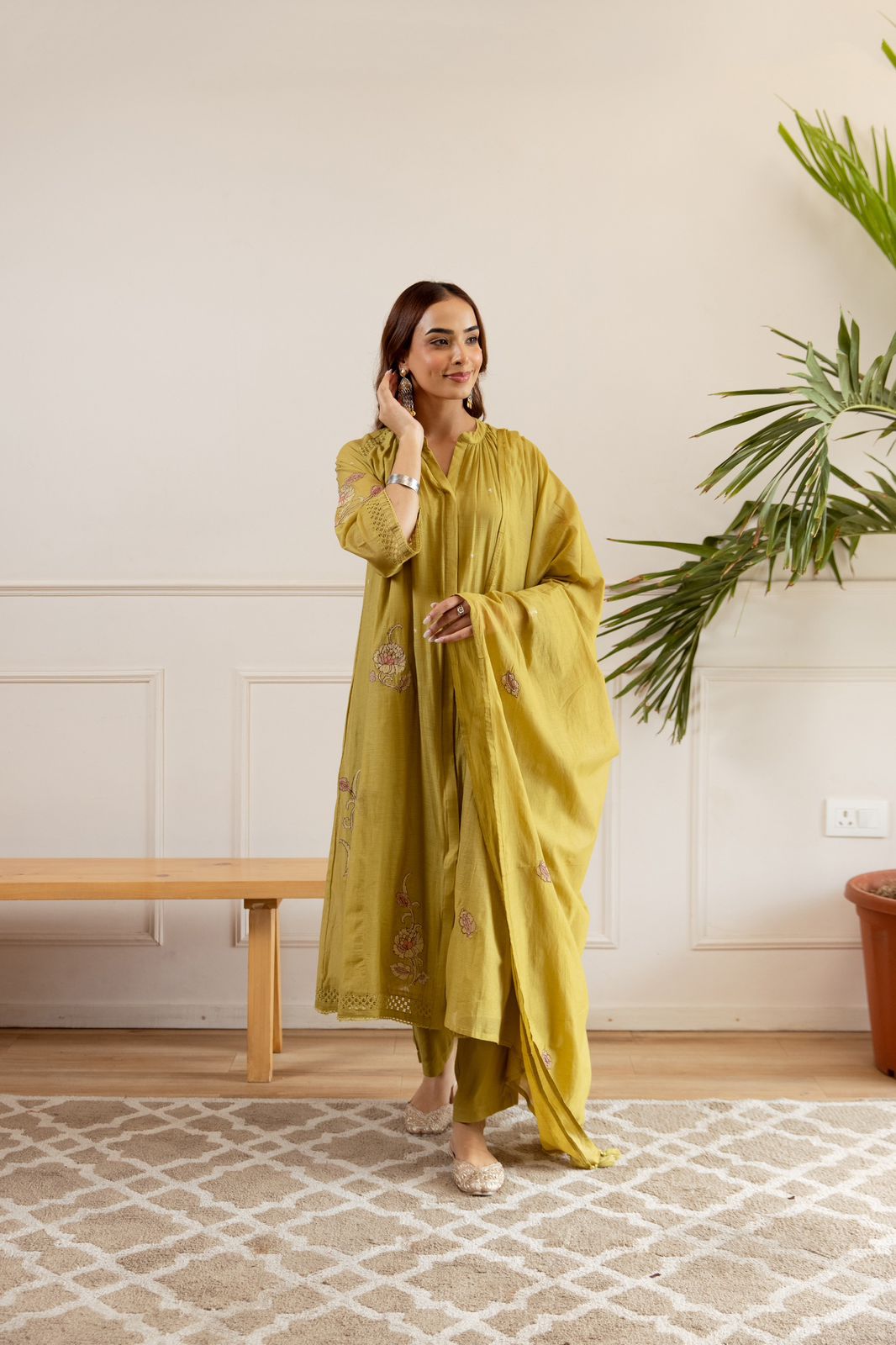 Mull Chanderi Green 3pc Set