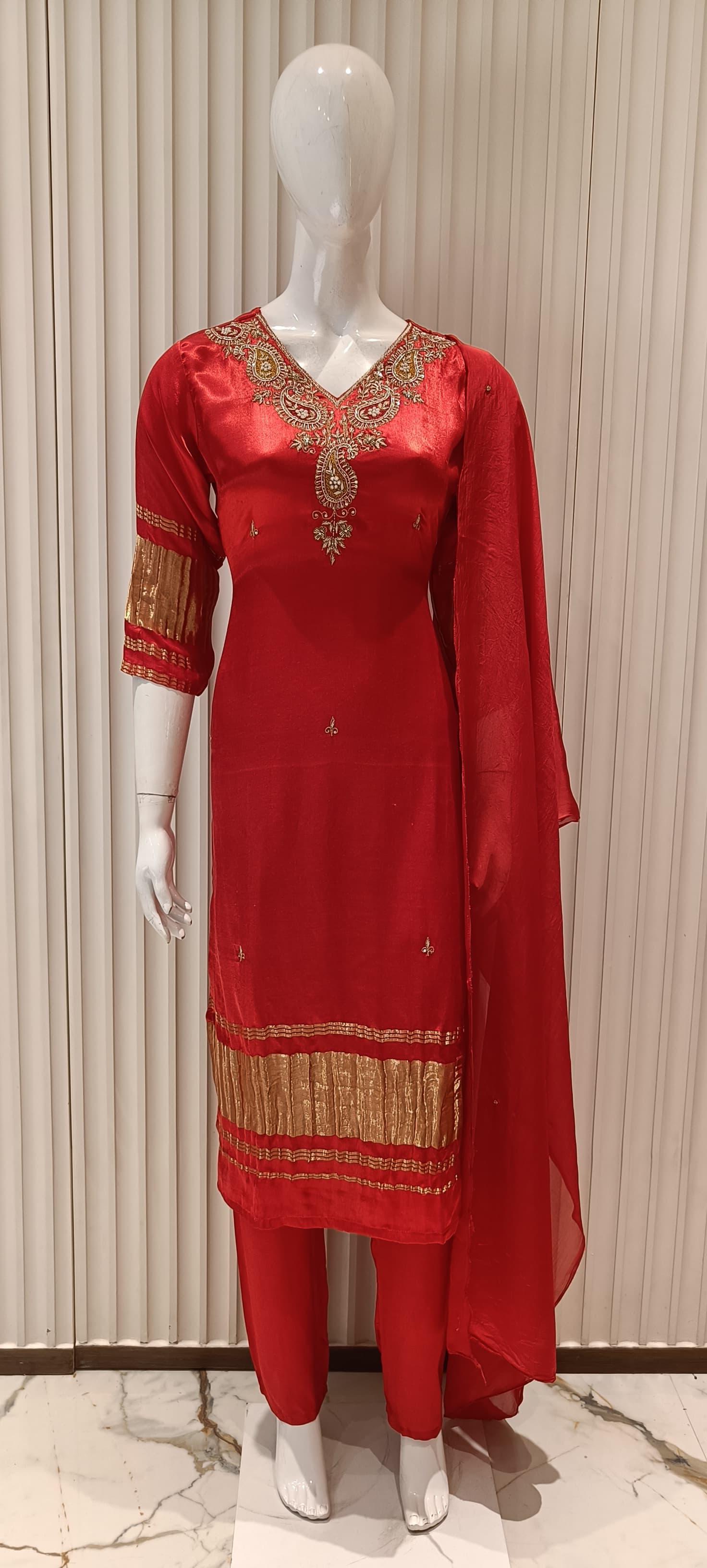 Gaji Silk Red 3pc Set