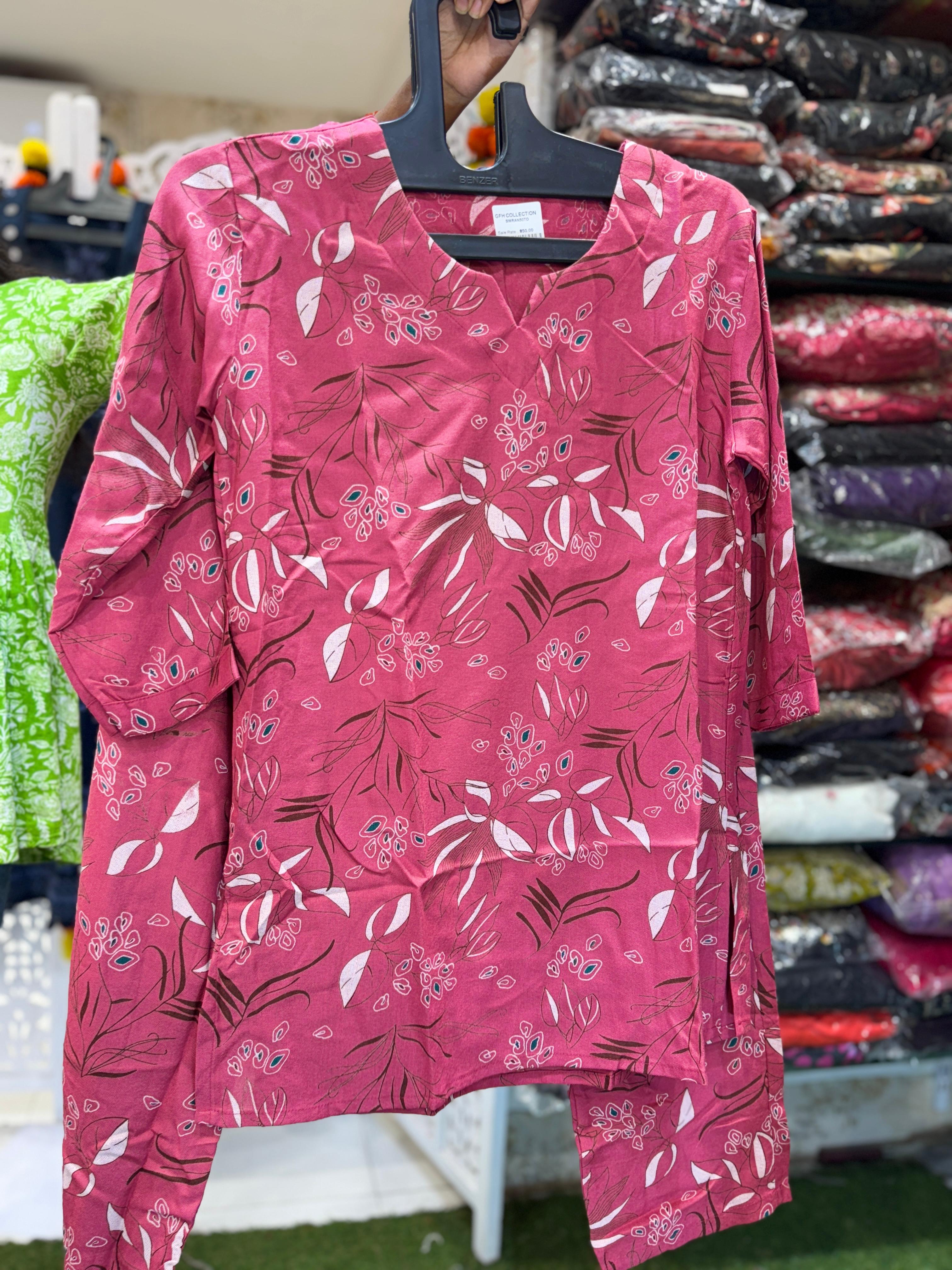 Rayon Pink Nightsuit