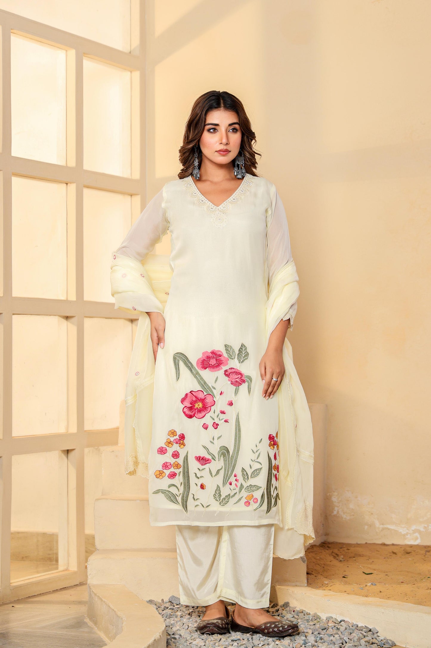 Viscoce Organza Ivory 3pc Set