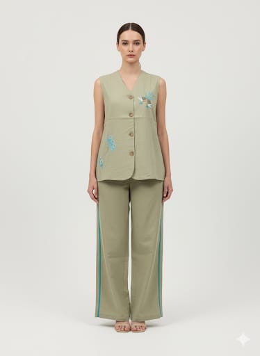 Cotton Pista Green 2pc Set