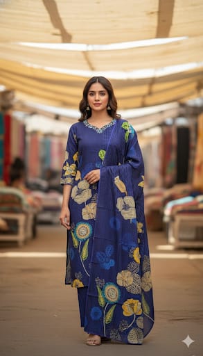 Muslin Blue 3pc Set