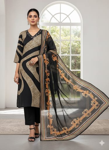 Muslin Black 3pc Set