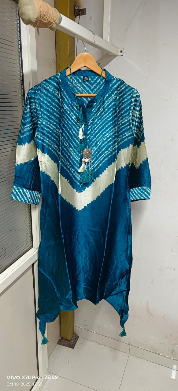 Satin Gaji Teal Blue 2pc Set