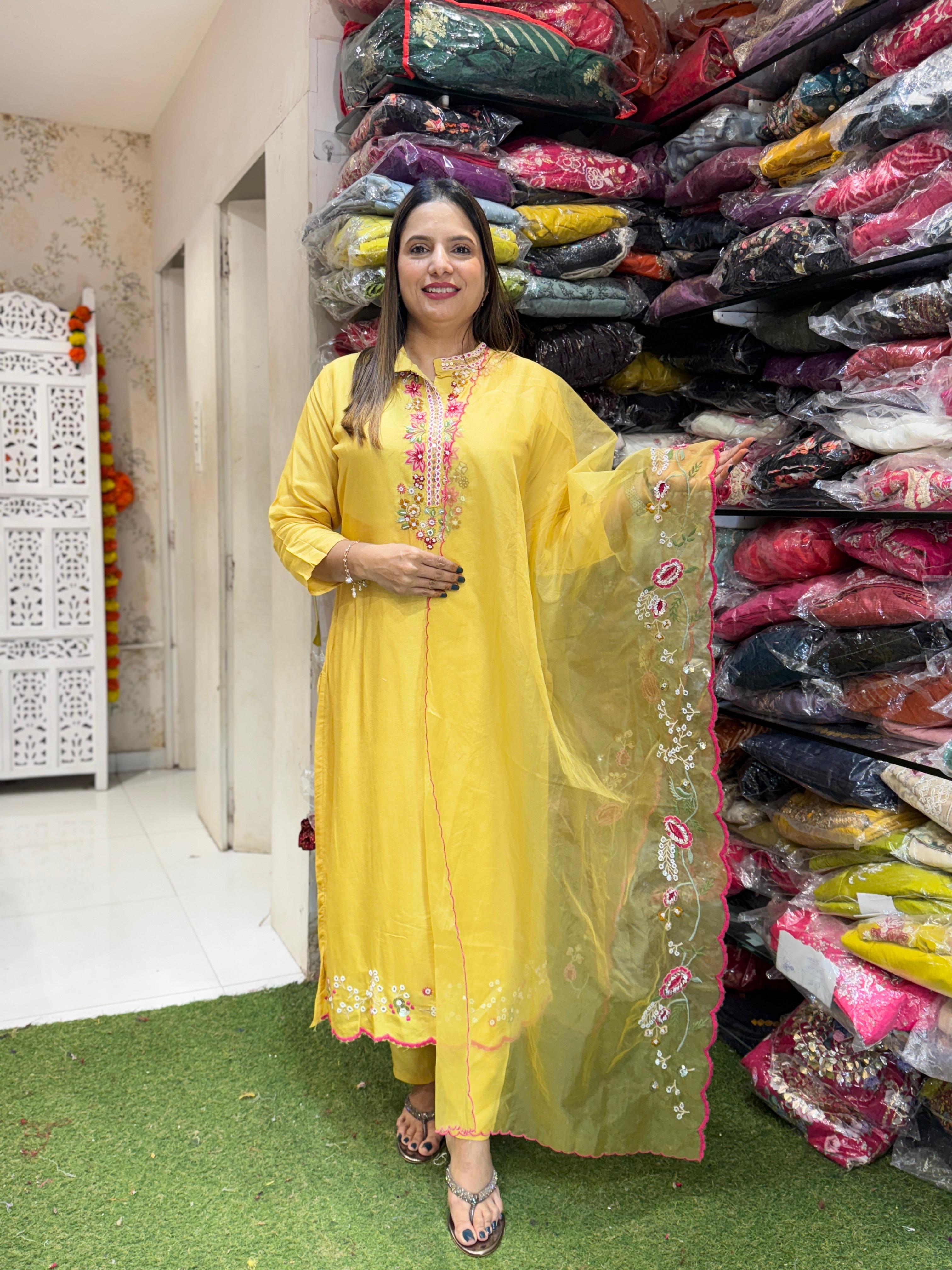 Dola Silk Yellow 3pc Set