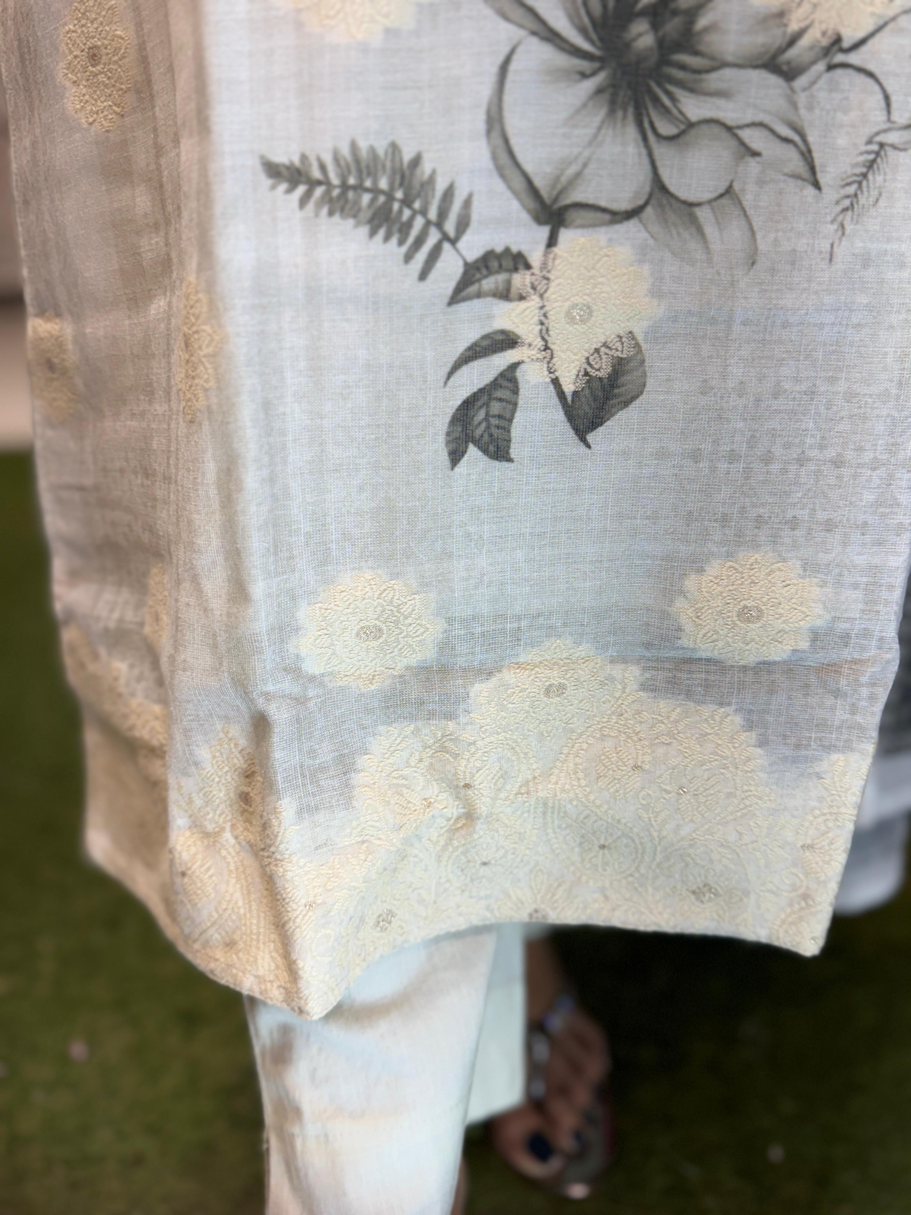 Linen Cotton Pastle Gray 3pc Set