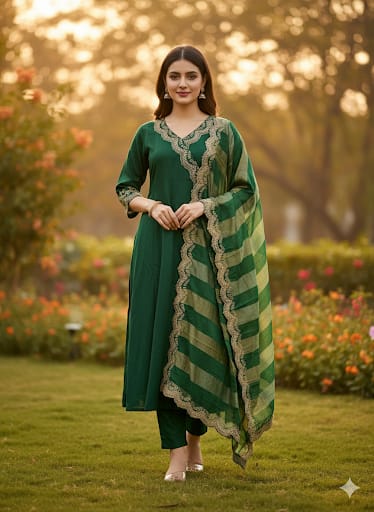 Dola Silk Angrakha Green 3pc Set