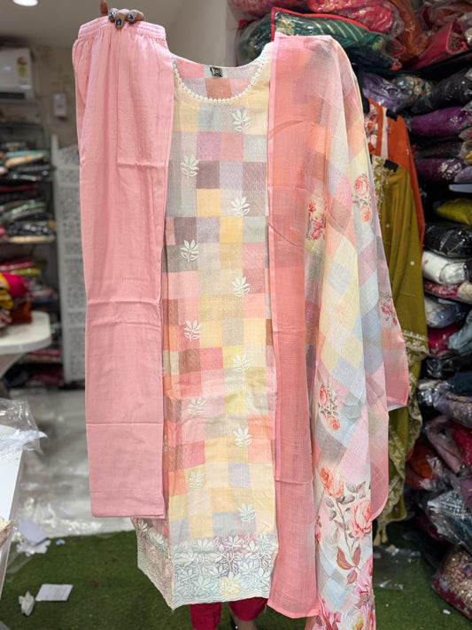 Linen Cotton Multicolor 3pc Set