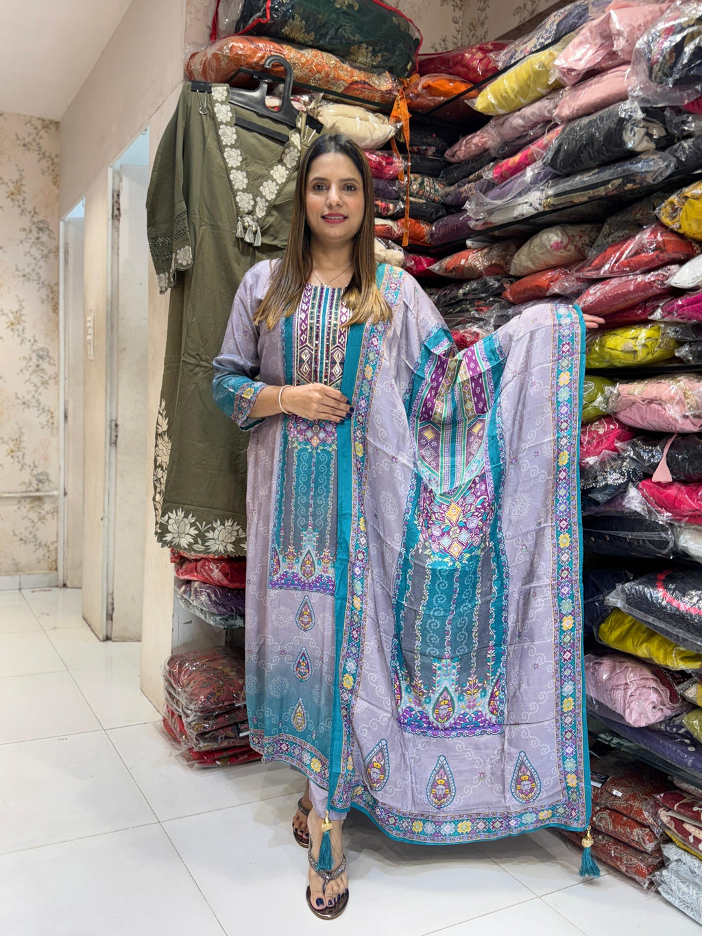 Muslin Pastle Purple 3pc Set