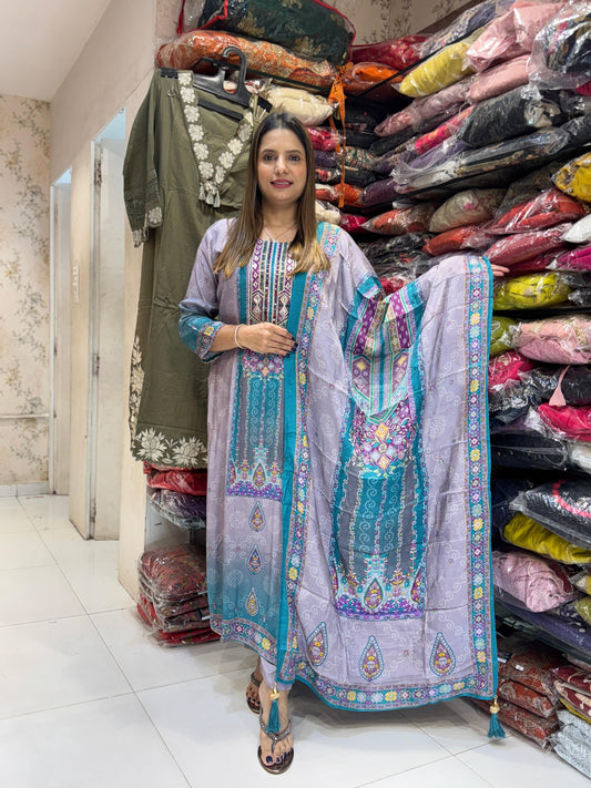 Muslin Pastle Purple 3pc Set