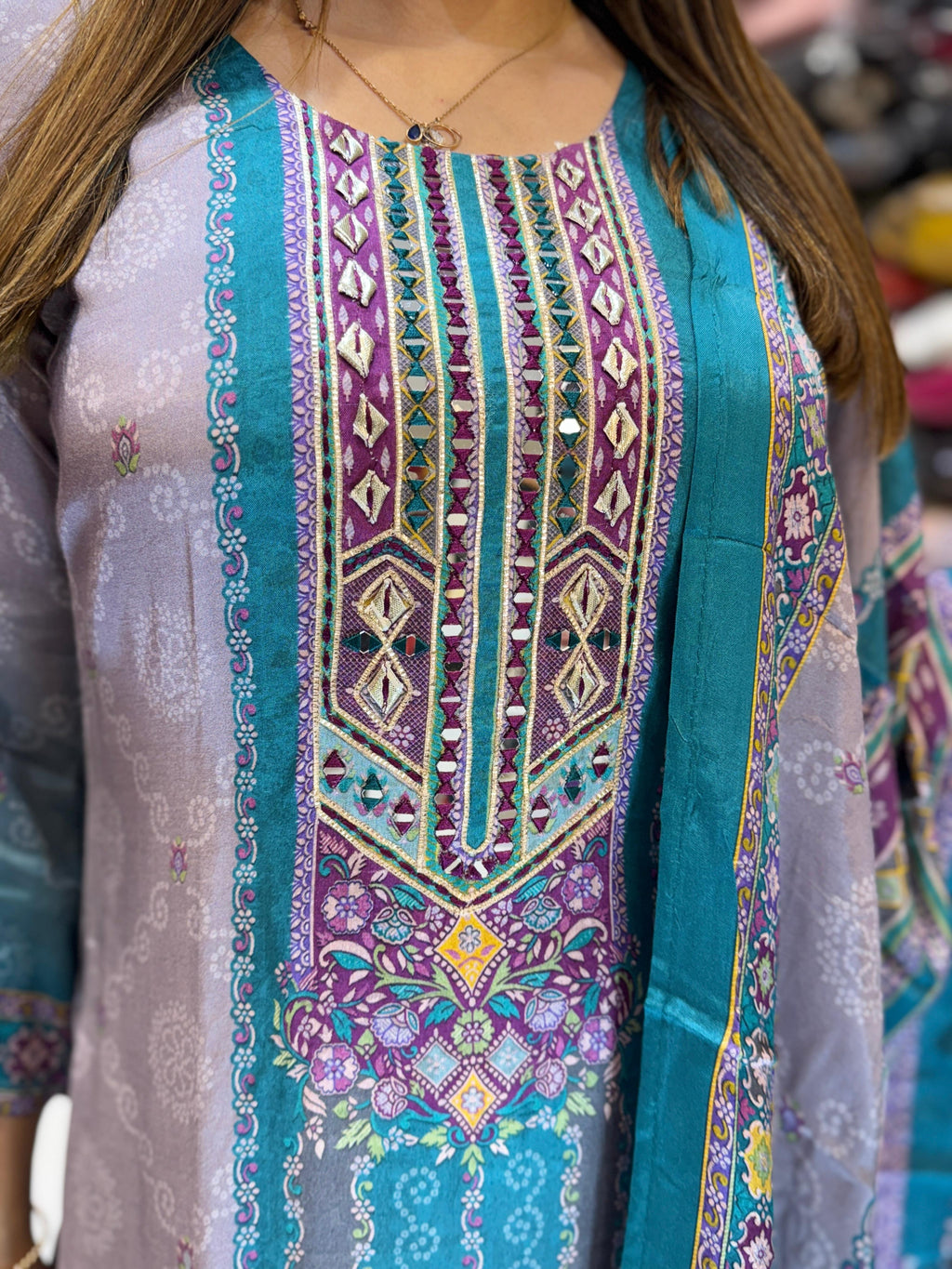 Muslin Pastle Purple 3pc Set