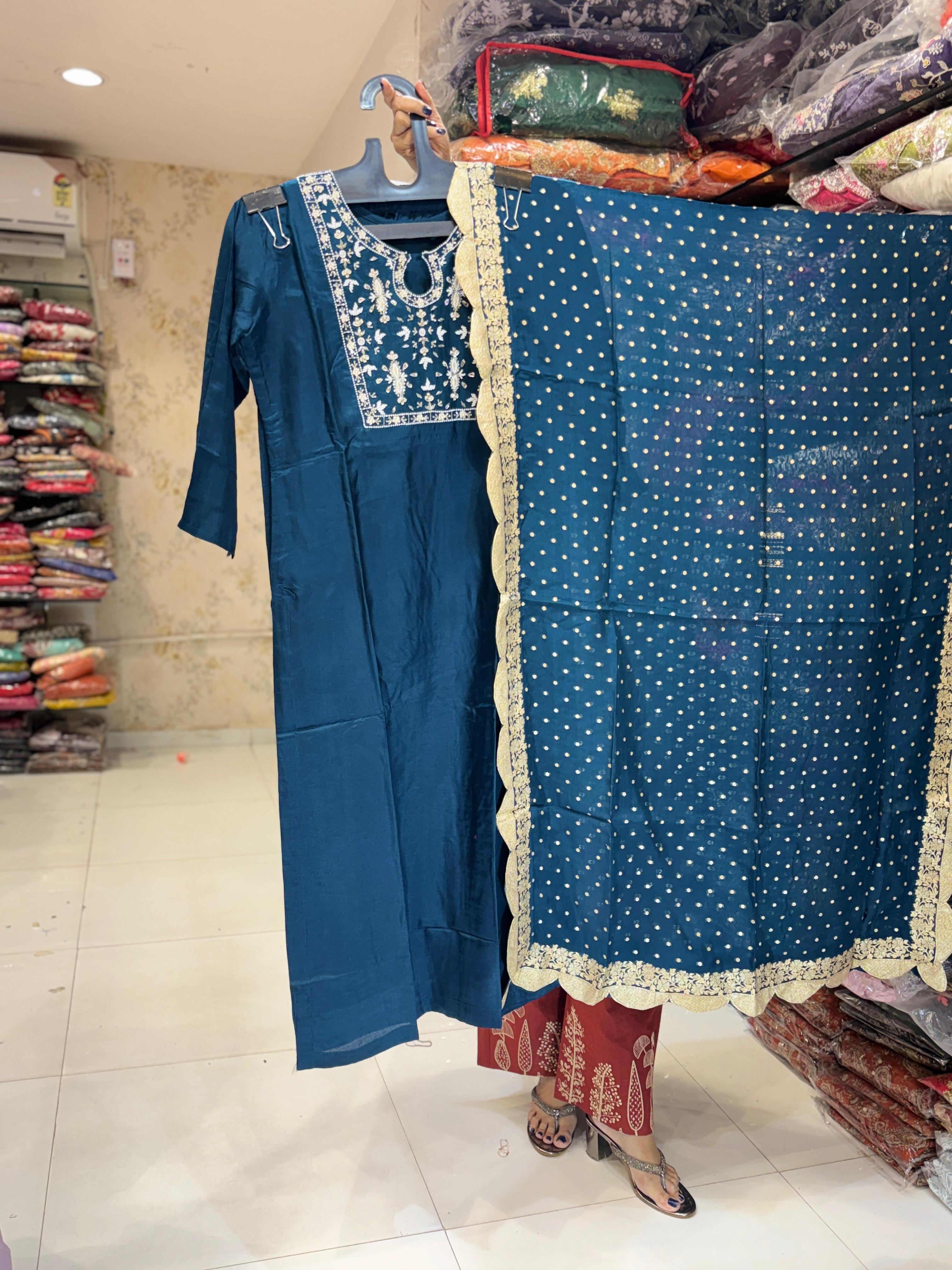 Dola Silk Dark Rama Green 3pc Set