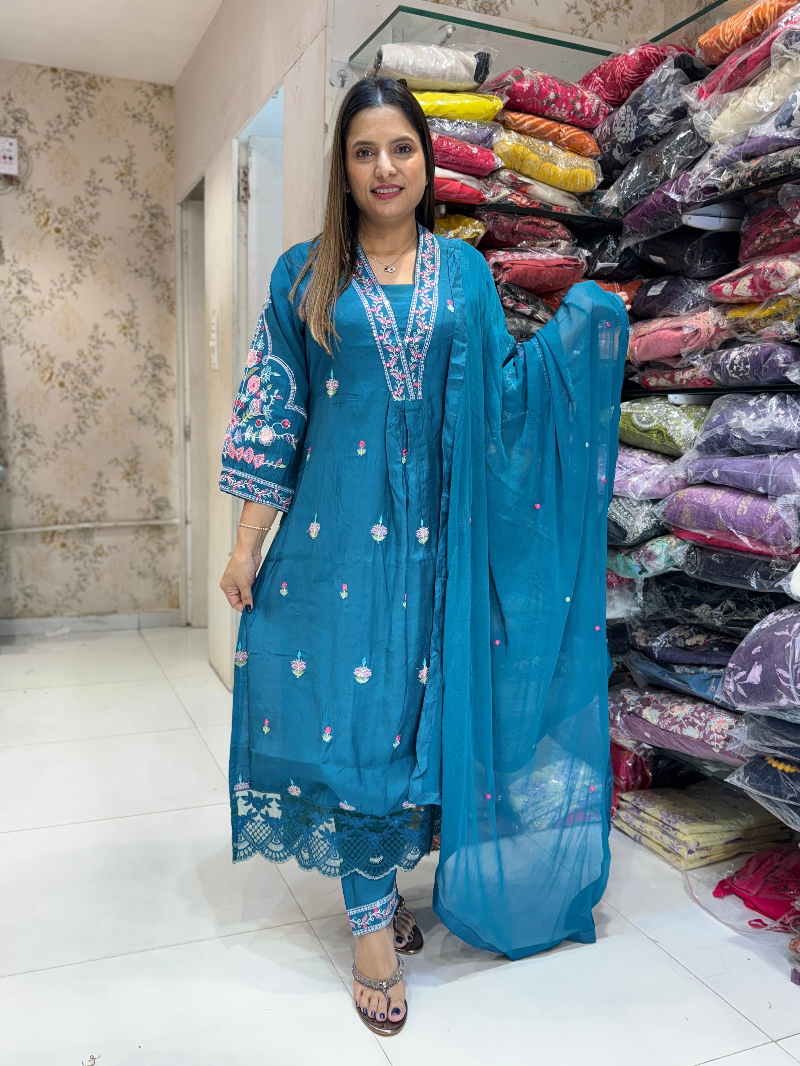 Cotton Silk Rama Green 3pc Set