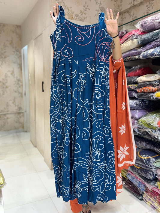 German Rayon Blue Midi