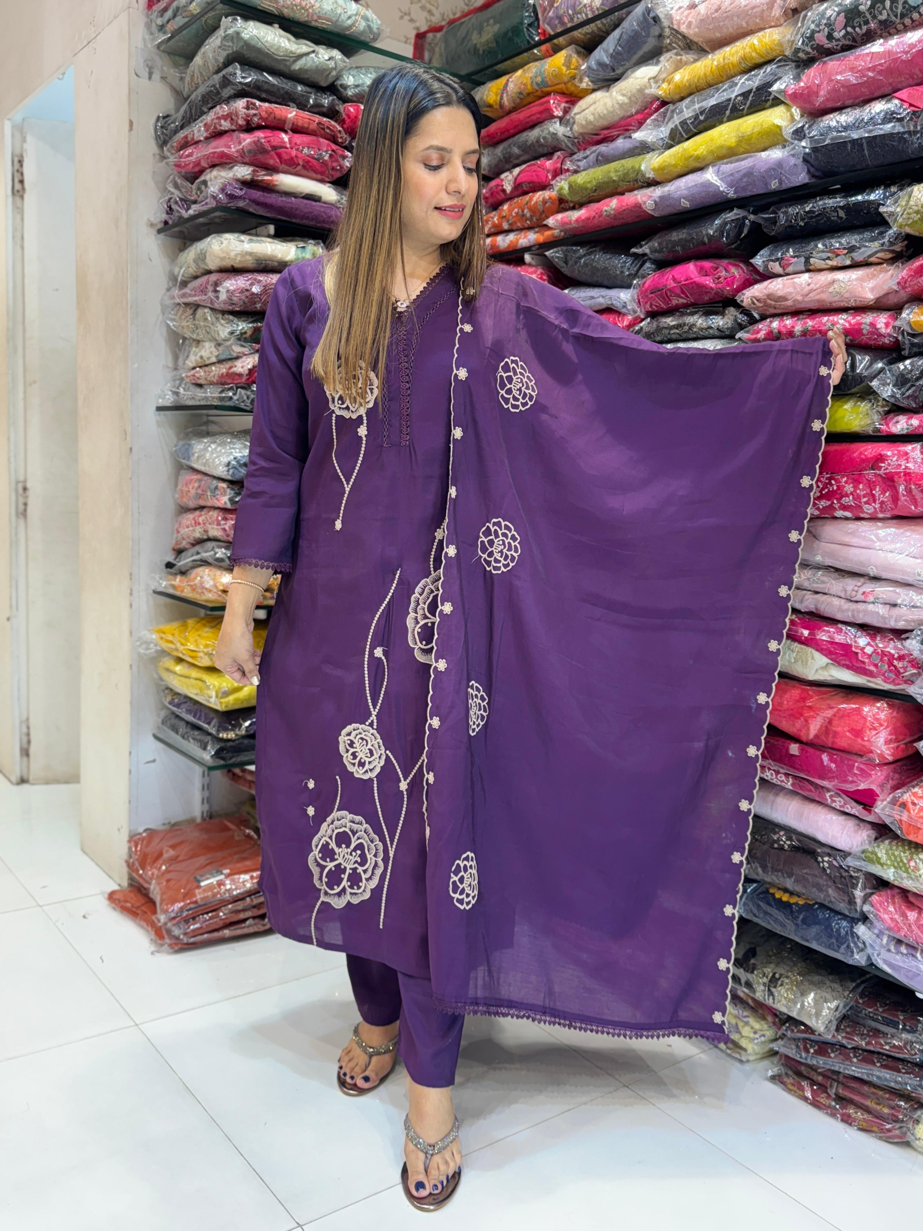 Cotton Silk Purple 3pc Set