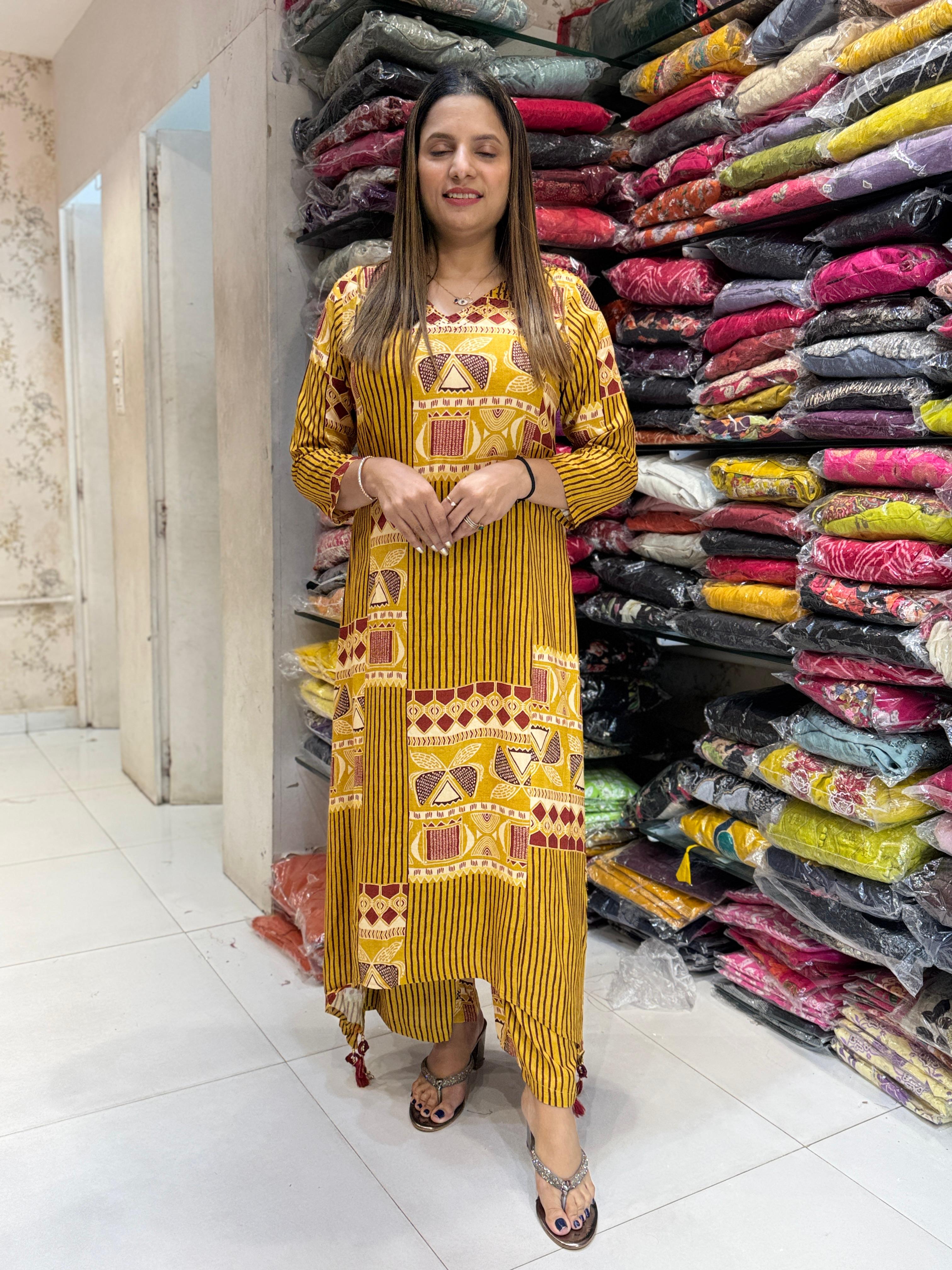 German Rayon Yellow 2pc Set