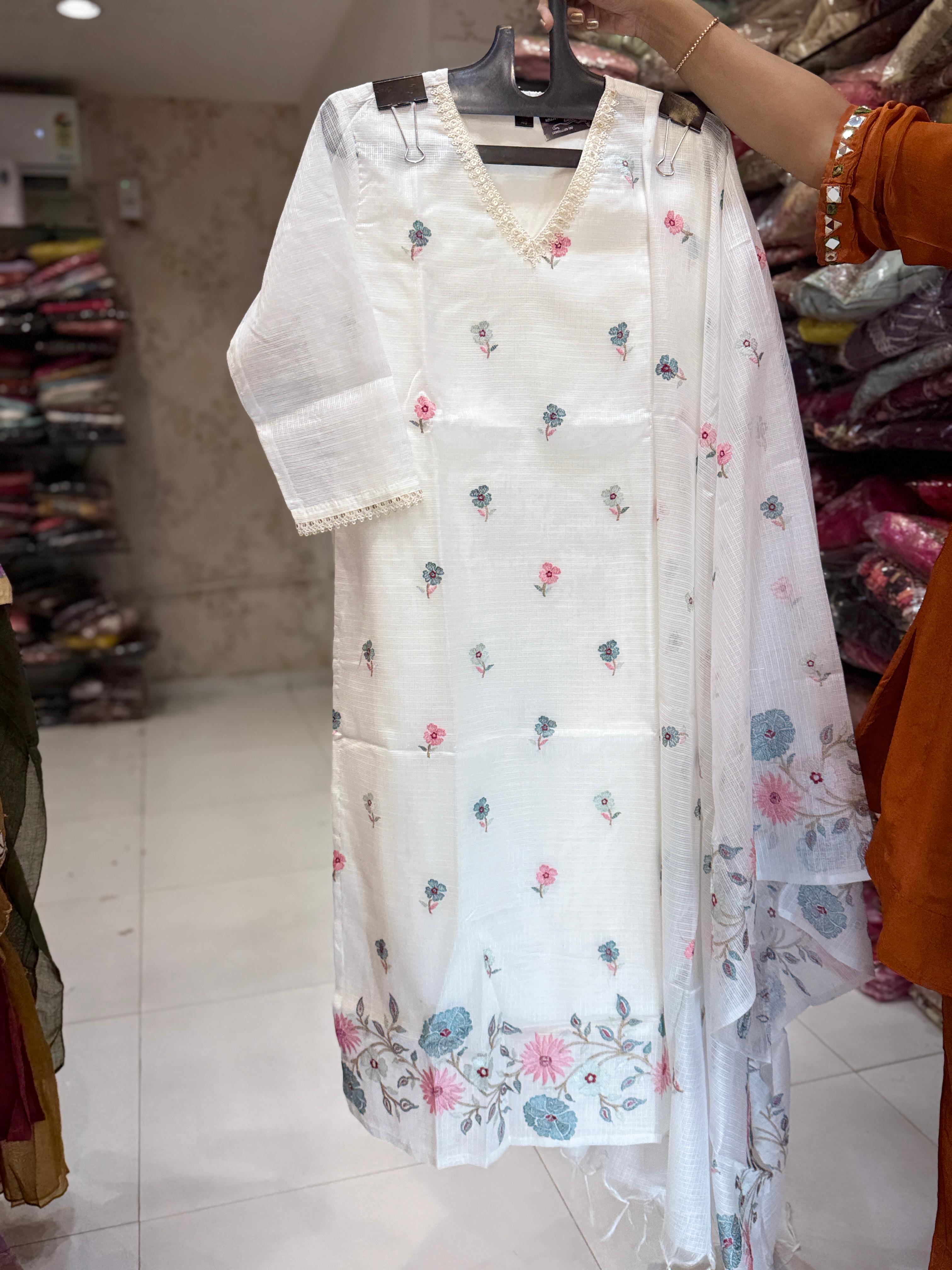 Supernet Kota Doria White 3pc Set