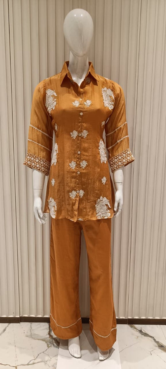 Mull Chanderi Orange 2pc Set