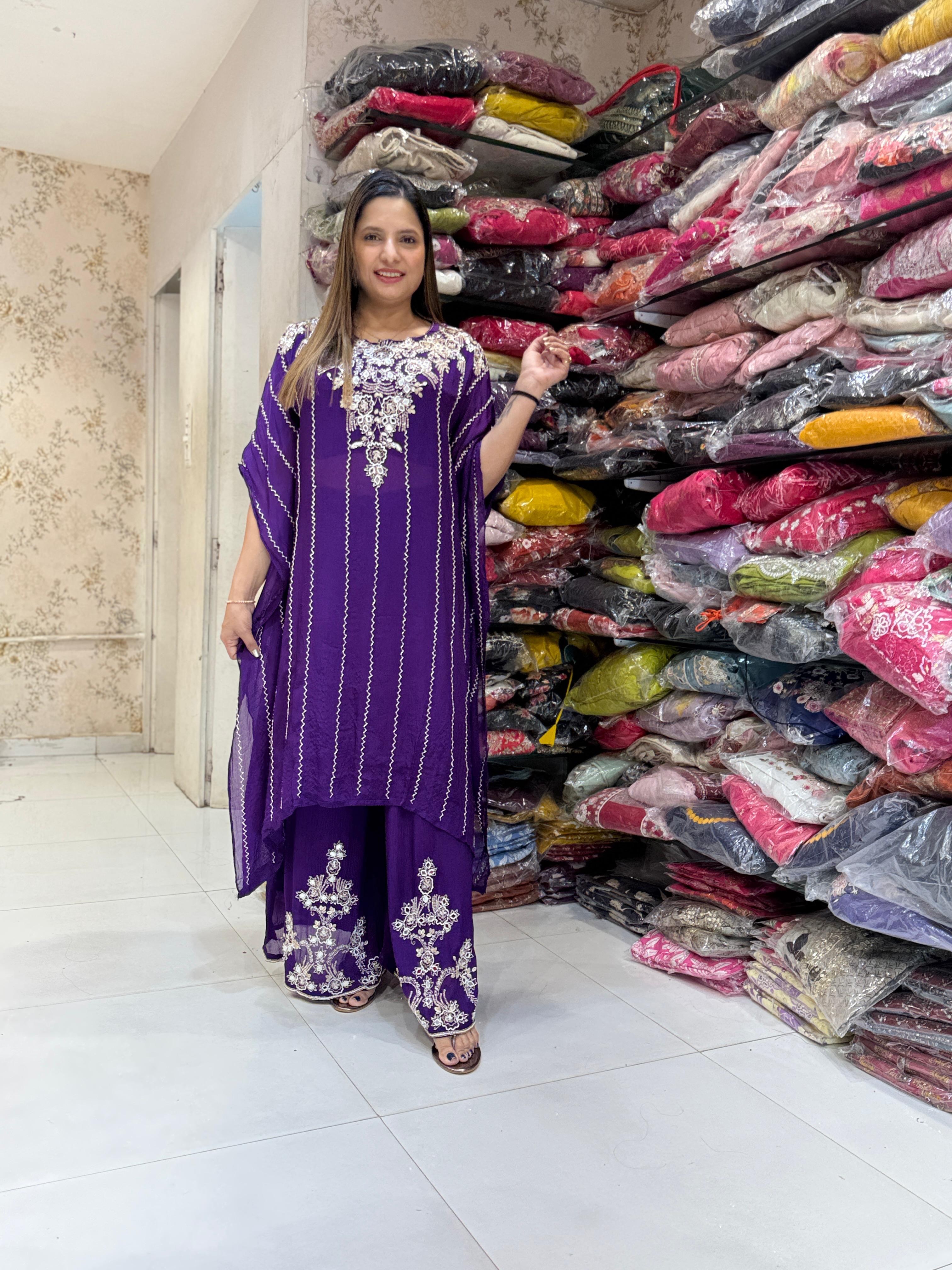 Chinon Kaftan Purple 3pc Set