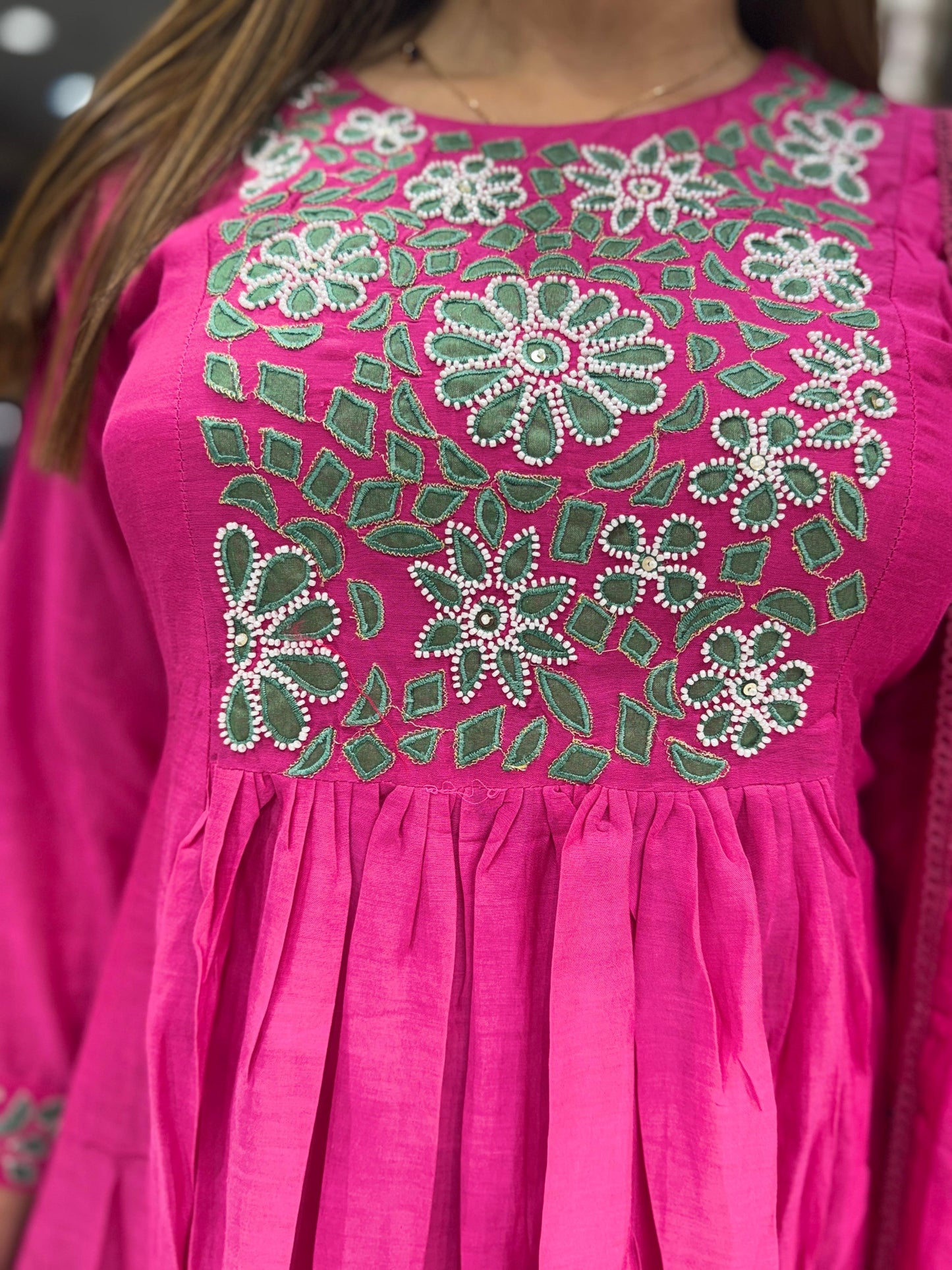 Banaras Mull Chanderi Pink 3pc Set