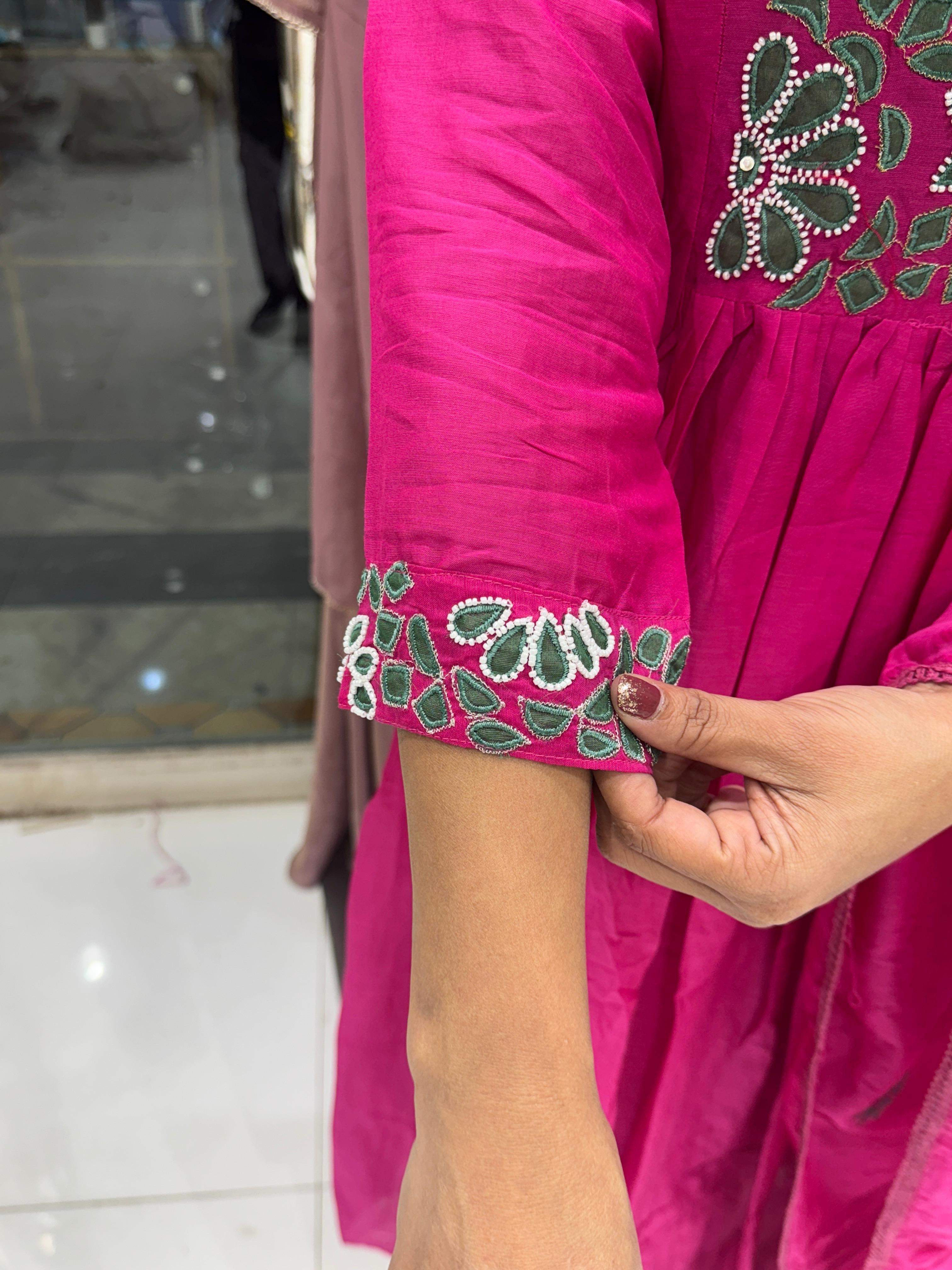 Banaras Mull Chanderi Pink 3pc Set